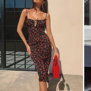 Princess Polly Black and Red Floral Dress